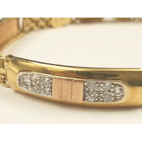 27 - 18ct Yellow and Rose Gold Bracelet with stone settings, marked GRAZIELLA.   15g  19cm