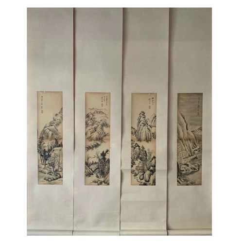 60 - Landscape: Imitates Wang Hui's style. Chinese ink on paper scroll. Attribute to Wu Jingting. 49.5cm ... 