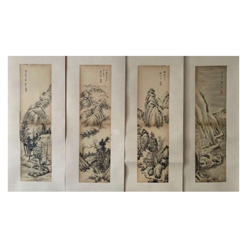 60 - Landscape: Imitates Wang Hui's style. Chinese ink on paper scroll. Attribute to Wu Jingting. 49.5cm ... 