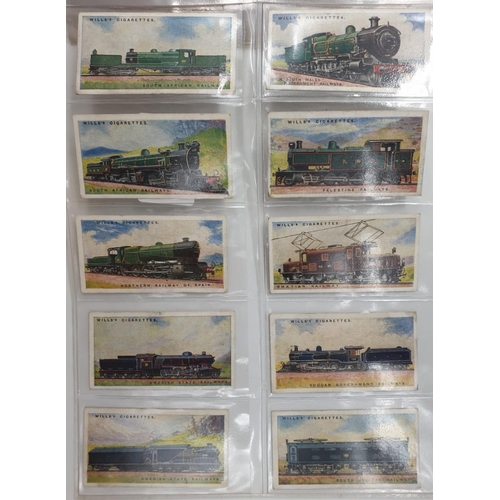 212 - Set of 50, 1924 W.D & H.O. Wills cigarettes railway locomotives, encapsulated in plastic wallets.