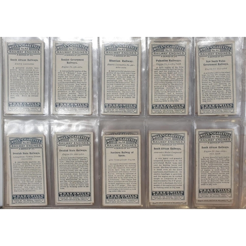 212 - Set of 50, 1924 W.D & H.O. Wills cigarettes railway locomotives, encapsulated in plastic wallets.