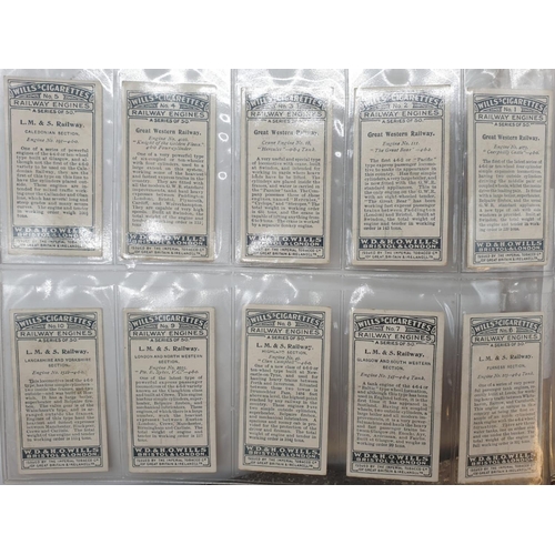 212 - Set of 50, 1924 W.D & H.O. Wills cigarettes railway locomotives, encapsulated in plastic wallets.