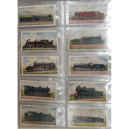 212 - Set of 50, 1924 W.D & H.O. Wills cigarettes railway locomotives, encapsulated in plastic wallets.