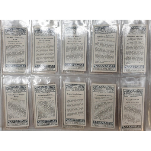 212 - Set of 50, 1924 W.D & H.O. Wills cigarettes railway locomotives, encapsulated in plastic wallets.