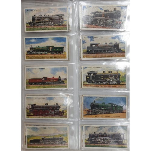 212 - Set of 50, 1924 W.D & H.O. Wills cigarettes railway locomotives, encapsulated in plastic wallets.