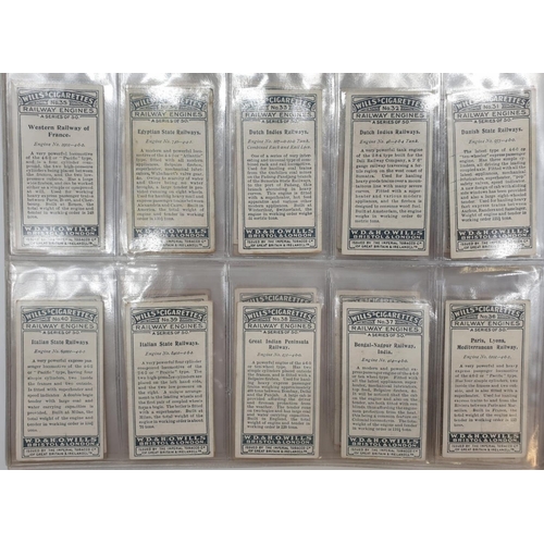 212 - Set of 50, 1924 W.D & H.O. Wills cigarettes railway locomotives, encapsulated in plastic wallets.