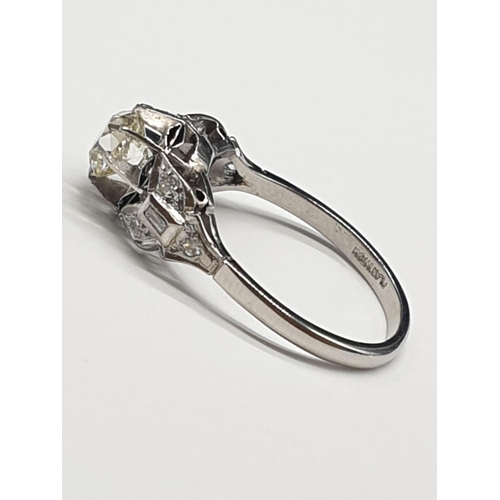 167 - Platinum Old cut Diamond RING with approx 0.5 diamond centre and further diamond settings on the sho... 