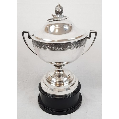 4 - An Antique Maltese Silver Punch Bowl (circa 1850). Classic Trophy shape with a Lemon Fruit Decorated... 