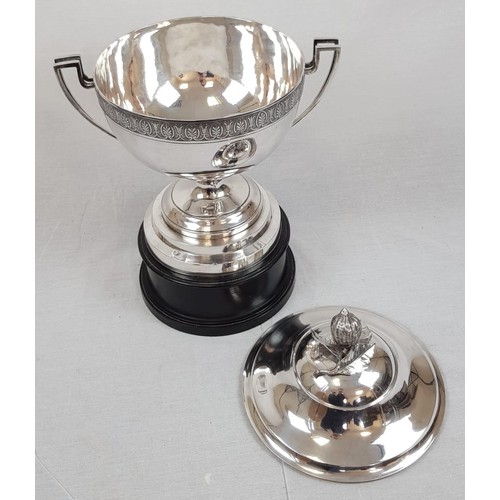 4 - An Antique Maltese Silver Punch Bowl (circa 1850). Classic Trophy shape with a Lemon Fruit Decorated... 