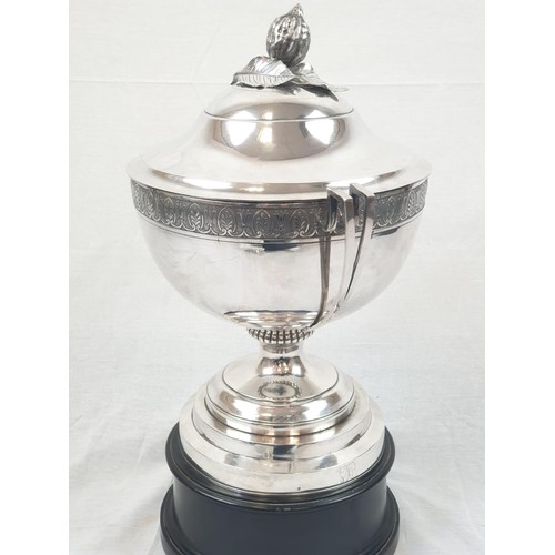 4 - An Antique Maltese Silver Punch Bowl (circa 1850). Classic Trophy shape with a Lemon Fruit Decorated... 