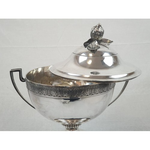 4 - An Antique Maltese Silver Punch Bowl (circa 1850). Classic Trophy shape with a Lemon Fruit Decorated... 