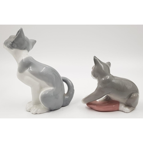 179 - 2 Nao Cat Figurines. 9 and 14cm.