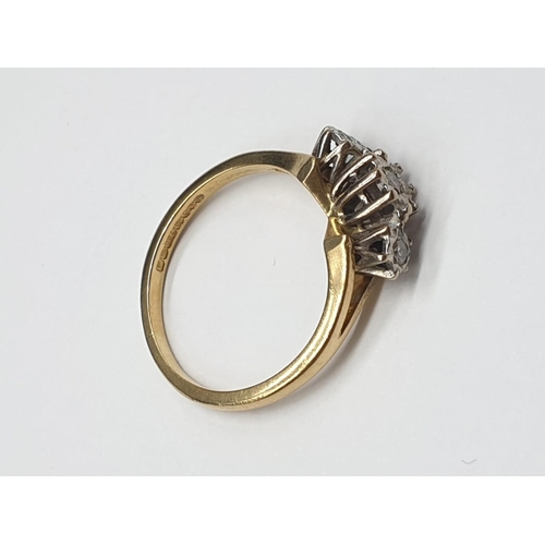 236 - 18ct Gold RING with diamond trilogy.   3.6g . Size O.