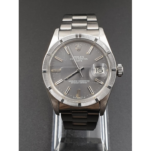 14 - Rolex Stainless Steel Oyster Perpetual WATCH with date box and Silver face.  32mm