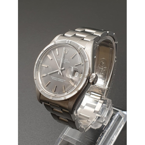 14 - Rolex Stainless Steel Oyster Perpetual WATCH with date box and Silver face.  32mm