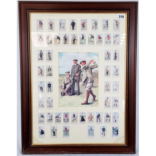 315 - 50 x Cigarette CARDS.  Pictures demonstrate Golfing Skills and Rules.  Framed 