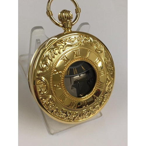 74 - Musical Full HUNTER POCKET WATCH, working and music plays when wound.  Sold with no guarantees.