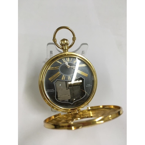 74 - Musical Full HUNTER POCKET WATCH, working and music plays when wound.  Sold with no guarantees.