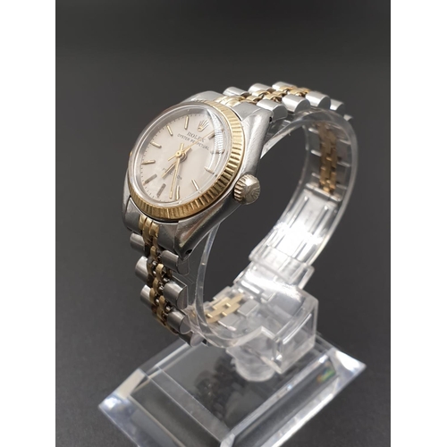 109 - Ladies Rolex Oyster Perpetual Precision Model WATCH.  Two tone metal strap.  26mm face.