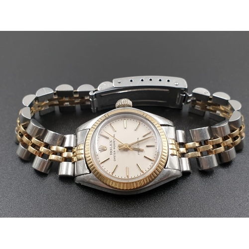 109 - Ladies Rolex Oyster Perpetual Precision Model WATCH.  Two tone metal strap.  26mm face.