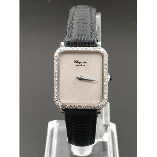 39 - Chopard Ladies WRISTWATCH with Diamond Bezel, manual movement.   Leather Strap.  20mm