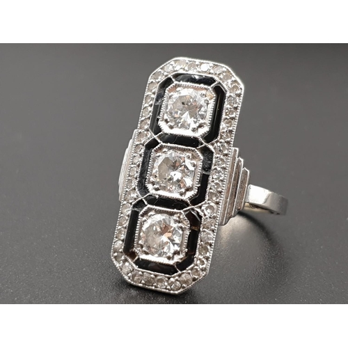 89 - Vintage  Art Deco Style 18ct White Gold Trilogy Diamond RING over 2ct of quality Diamonds in total. ... 