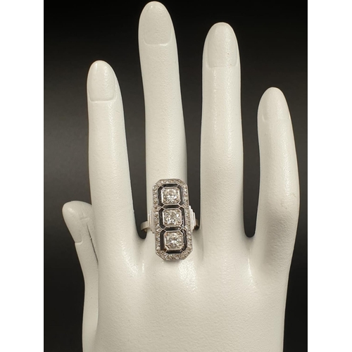 89 - Vintage  Art Deco Style 18ct White Gold Trilogy Diamond RING over 2ct of quality Diamonds in total. ... 