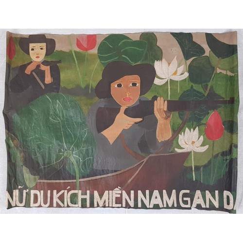 1004 - Vietnam War Era Hand Painted Propaganda Poster. There were often painted by the women in the provinc... 