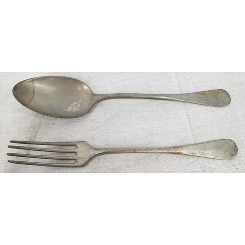 313 - German 3rd Reich Fork and Spoon form a R.A.D factory canteen