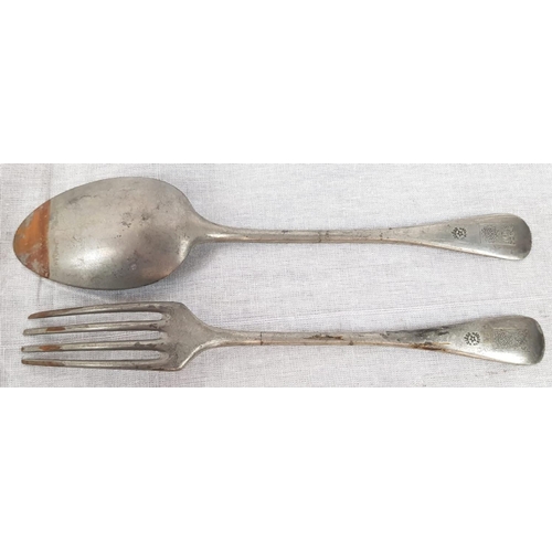 313 - German 3rd Reich Fork and Spoon form a R.A.D factory canteen