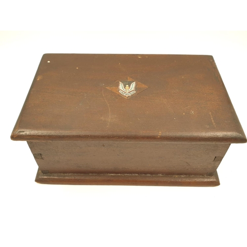 5 - Old Wooden Box with hand painted S.A.S badge, containing a set of medals comprising of 1939-45 Star,... 