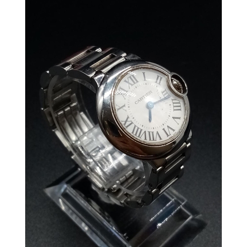 42 - Cartier Stainless Steel Ladies WATCH with Roman Numerals and white face.  Stainless Steel Strap.  Co... 