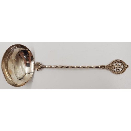 40 - An Antique Silver Maltese Punch Spoon. Twisted stem with decorative shell at base. Stunning Maltese ... 