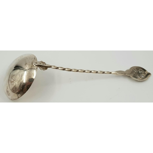 40 - An Antique Silver Maltese Punch Spoon. Twisted stem with decorative shell at base. Stunning Maltese ... 