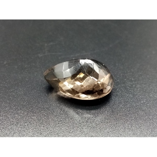 225 - 16.18 Cts Natural Smokey Quartz Pear Mixed shape. IDT certified