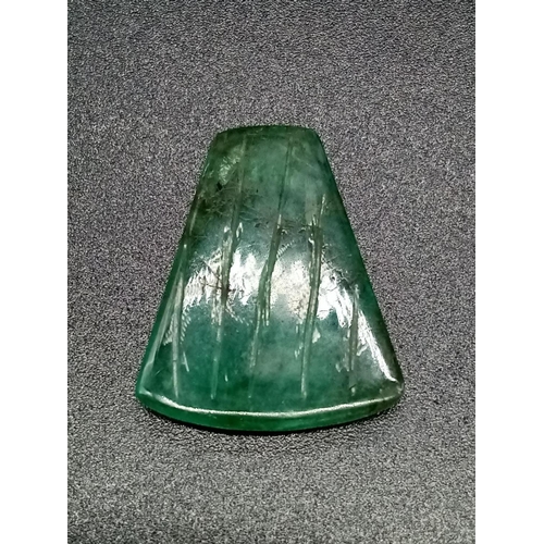 561 - 10.050 Cts Natural Carved Irregular Shape Emerald.  GLI Certified