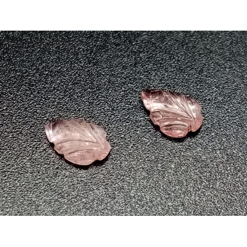 834 - LOT OF 2: 0.46 Cts + 0.43 Cts. IGL&I certified Pink Carved Leaf Sapphires