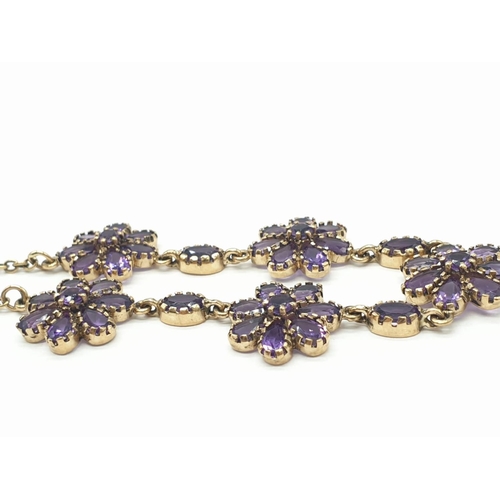 655 - Vintage 9ct Gold and Amethyst  NECKLACE  9.6g  42cm