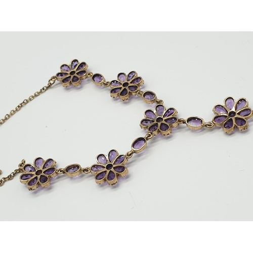 655 - Vintage 9ct Gold and Amethyst  NECKLACE  9.6g  42cm