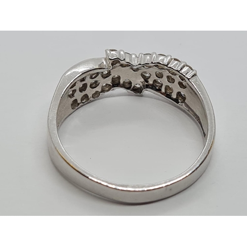 542 - 9ct White Gold Diamond RING.  3.6g   Size S.