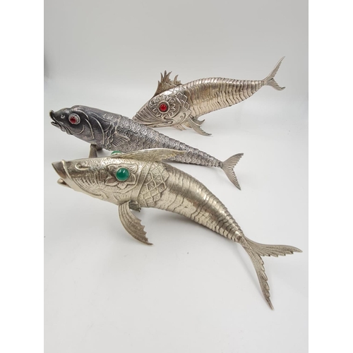 128 - 3 Vintage, possibly Antique Spanish Silver Articulated Fish. Produced by master Spanish Silversmiths... 