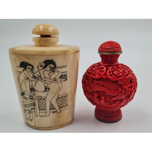 194 - Four Chinese, snuff/perfume bottles, including:                                                     ... 