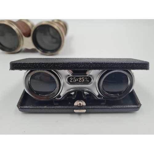 462 - A Pair of Antique Opera Glasses and a Pair of Vintage Eikow Folding Opera Glasses.