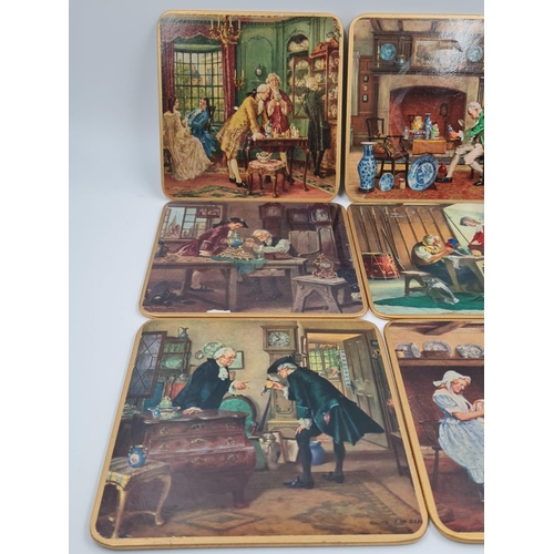 480 - A Set of Decorative Vintage Place Mats. Felt Bottom, original box. 15 x15cm.