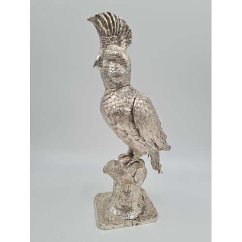 56 - AN ANTIQUE 19TH CENTURY LARGE GERMAN  SILVER CORPORATION CUP SHAPED AS A COCKATOO CIRCA 1900 (SLIGHT... 