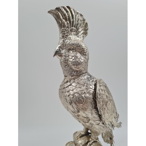 56 - AN ANTIQUE 19TH CENTURY LARGE GERMAN  SILVER CORPORATION CUP SHAPED AS A COCKATOO CIRCA 1900 (SLIGHT... 