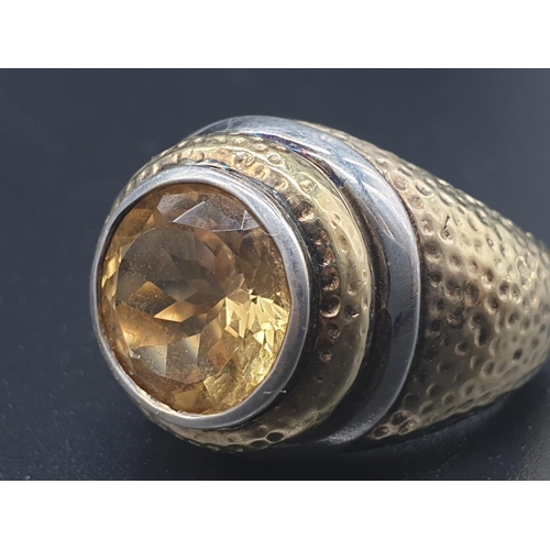 206 - AN EARLY ENGLISH GEMSTONE RING MAYBE CITRINE,
12.5gms and size N