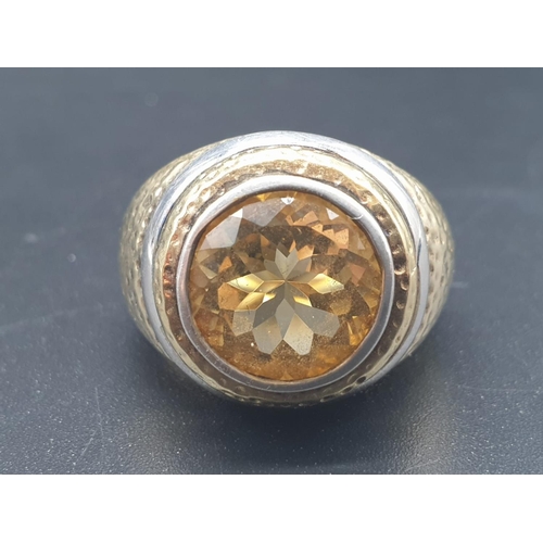 206 - AN EARLY ENGLISH GEMSTONE RING MAYBE CITRINE,
12.5gms and size N