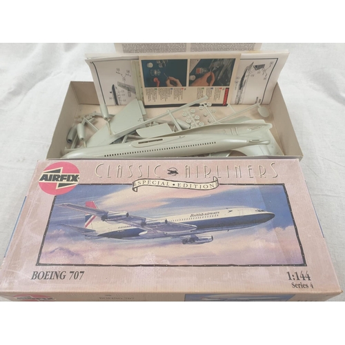 435 - 4 Model Airfix and 2 Academy Minicraft Kits. Including an opened Vickers Vanguard kit and The Alfa R... 