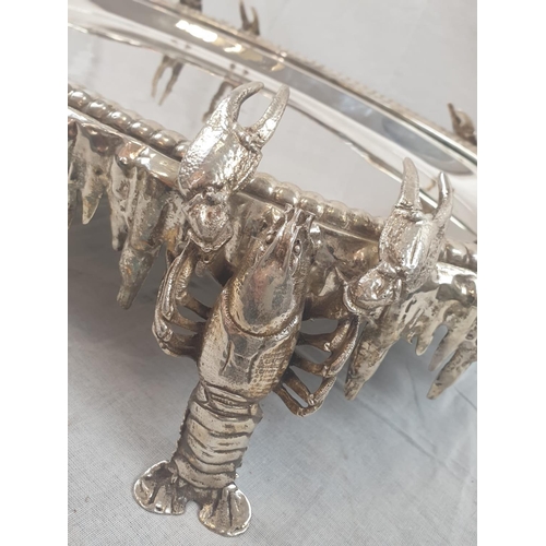 6 - A VERY RARE SPANISH SILVER LOBSTER SERVING TRAY CIRCA 1920 , 4.2KG AND 50 X 35 CMS.
AN INTERESTING C... 